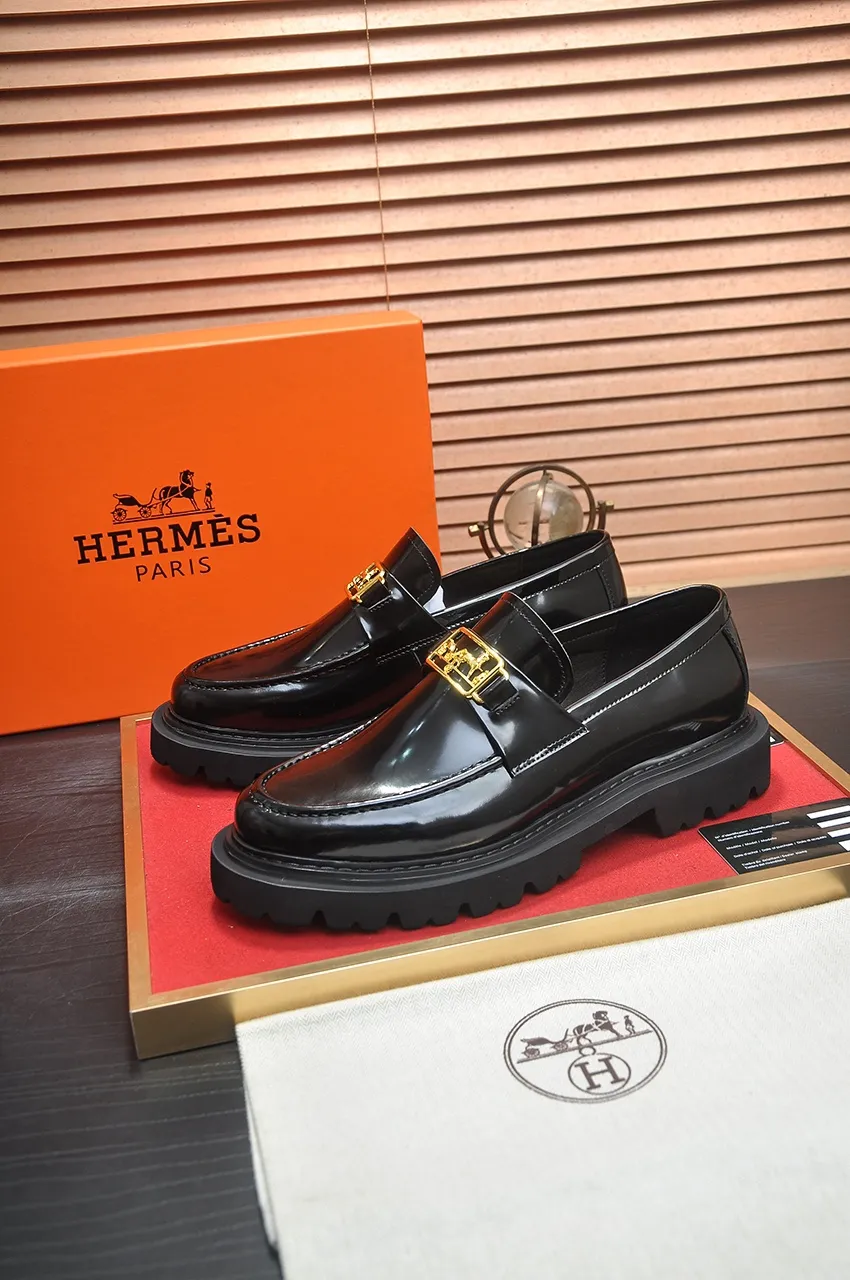 Men's men's shoes 💰720💶【[Hermes HERMES】】(High-end Niuli) New 🍀 HERMES - top version of classic casual leather shoes! Made of imported original cowhide, the inner top layer is comfortable cowhide lining! Original wear-resistant rubber foam outsole! High quality products! Code number 38-45 (45 customized)
